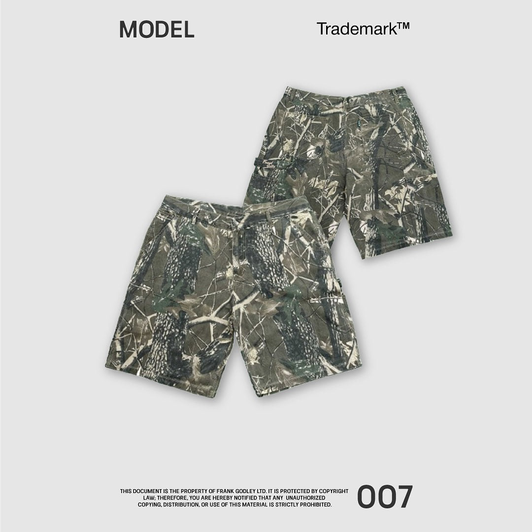 Concept 007 Frank Godley Unisex Denim Forest Camo Jorts