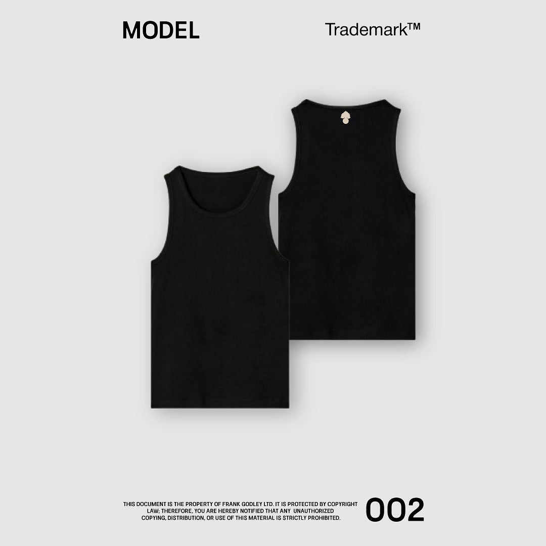 Concept 002 Frank Godley Black Ribbed Tank Top - Crown Coat of Arms