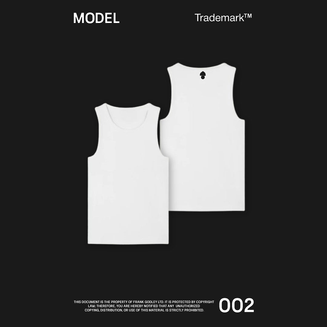 Concept 002 Frank Godley White Ribbed Tank – Black Crown Coat of Arms
